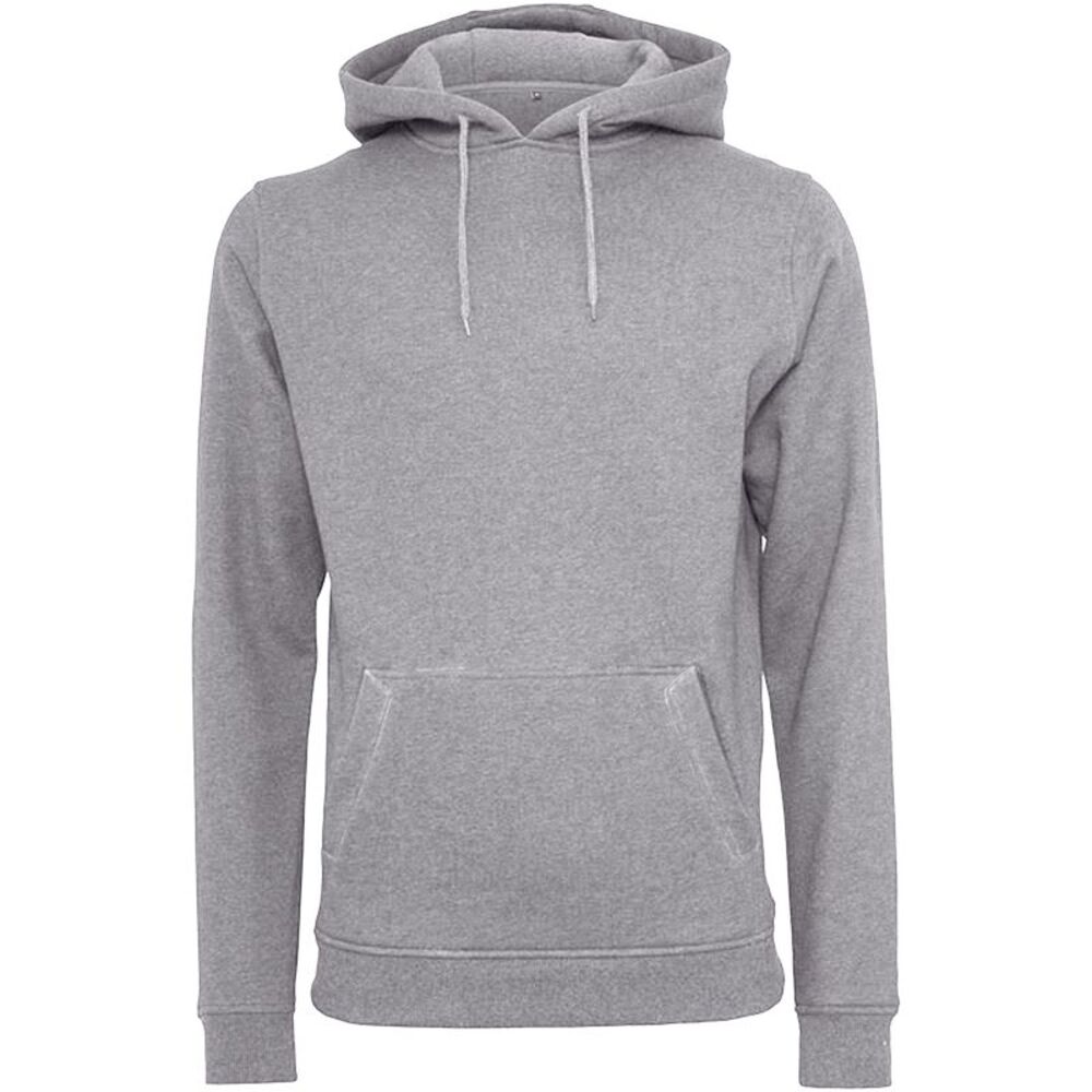 Build Your Brand Mens Heavy Pullover Hoodie / Heather Gray